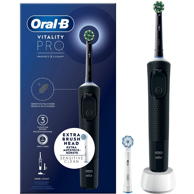 Oral B Eltandborste Vitality Pro Black Extra Refill in the group BEAUTY & HEALTH / Oral care / Electric toothbrushes at TP E-commerce Nordic AB (C14139)