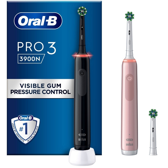 Oral B Electric toothbrush Pro3 3900N Black CA + Pink CA in the group BEAUTY & HEALTH / Oral care / Electric toothbrushes at TP E-commerce Nordic AB (C14159)