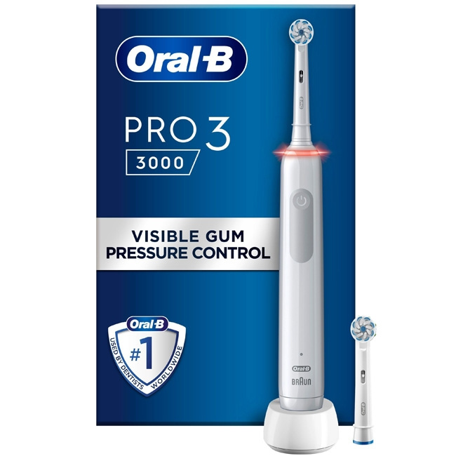 Oral B Eltandborste Pro3 3000 White S in the group BEAUTY & HEALTH / Oral care / Electric toothbrushes at TP E-commerce Nordic AB (C14163)