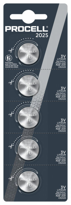 Procell Lithium CR2025, 3v 5ct Retail in the group HOME ELECTRONICS / Batteries & Chargers / Batteries / Button cell at TP E-commerce Nordic AB (C14494)