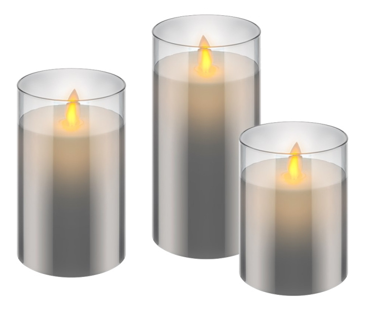 Set of 3 LED real wax candles in glass in the group HOME, HOUSEHOLD & GARDEN / Interior / Candle holders & Lanterns at TP E-commerce Nordic AB (C14508)