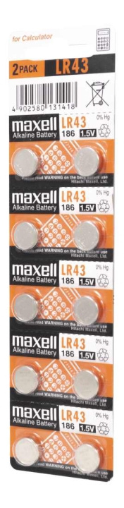 Maxell LR43 10PK MF(5X2)BLISTER in the group HOME ELECTRONICS / Batteries & Chargers / Batteries / Button cell at TP E-commerce Nordic AB (C14527)