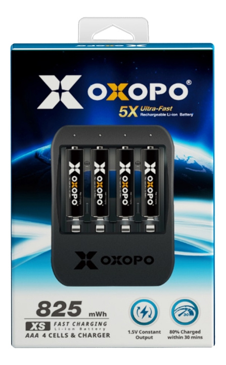 OXOPO Li-Ion 4xAAA 550mAh Battery w/charger in the group HOME ELECTRONICS / Batteries & Chargers / Batteries / AAA at TP E-commerce Nordic AB (C14534)