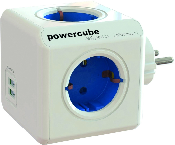 PowerCube Original 4 uttag, 2 USB, Blå in the group HOME, HOUSEHOLD & GARDEN / Electricity & Lighting / Power strips at TP E-commerce Nordic AB (C14607)