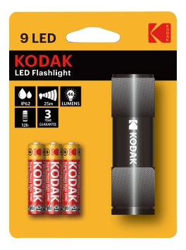 KODAK 9LED Flashlight black incl. 3xAAA in the group Sport, leisure & Hobby / Flashlights & Head lamps / Flashlights at TP E-commerce Nordic AB (C14618)