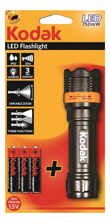 KODAK LED Focus 120 incl. 3xAAA in the group Sport, leisure & Hobby / Flashlights & Head lamps / Flashlights at TP E-commerce Nordic AB (C14621)