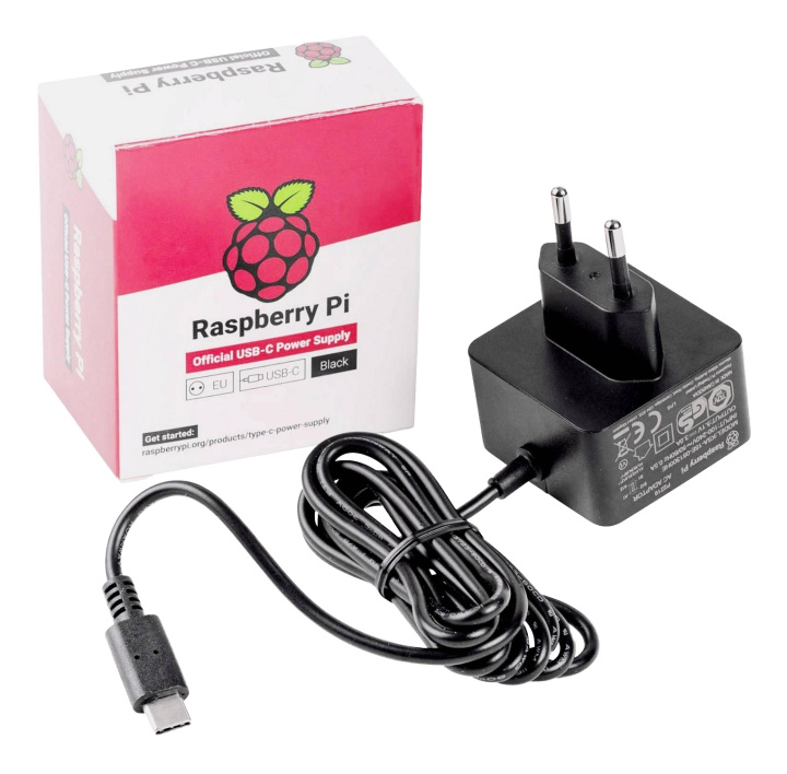 Raspberry Pi 4 Eu Power Supply Black in the group COMPUTERS & PERIPHERALS / Computer components / Raspberry Pi at TP E-commerce Nordic AB (C14659)