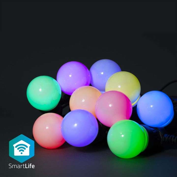 Nedis SmartLife Decorative Lights | Party Lights | Wi-Fi | RGB / White | 10 LED\'s | 9.00 m | Android™ | Bulb diameter: 50 mm in the group HOME, HOUSEHOLD & GARDEN / Smart home / Smart Lights at TP E-commerce Nordic AB (C14831)