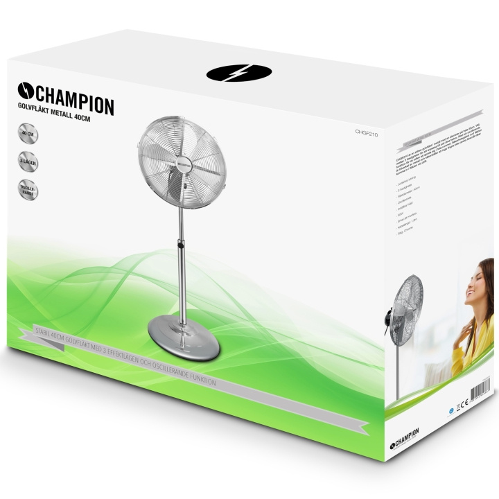 Champion Golvfläkt 40cm Metall GF210 in the group HOME, HOUSEHOLD & GARDEN / Fans & Climate products / Floor standing fans at TP E-commerce Nordic AB (C15085)