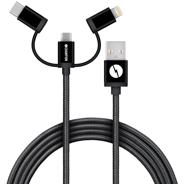 Champion Ladd&Synk kabel USB 3-in-1 1,5 in the group SMARTPHONE & TABLETS / Chargers & Cables / Cables / Cables Type C at TP E-commerce Nordic AB (C15247)