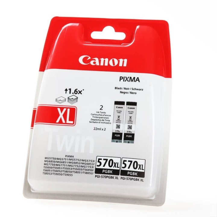 Canon Ink 0318C007 PGI-570XL Black Twin-pack in the group COMPUTERS & PERIPHERALS / Printers & Accessories / Ink & Toner / Ink cartridges / Canon at TP E-commerce Nordic AB (C15948)