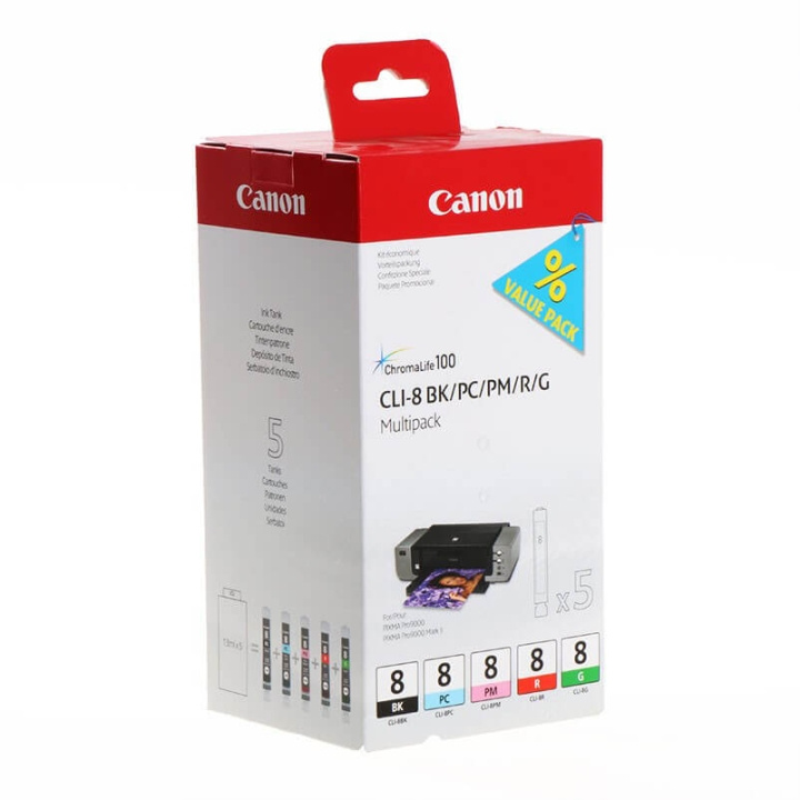 Canon Ink 0620B027 CLI-8 , bk/pc/pm/r/g in the group COMPUTERS & PERIPHERALS / Printers & Accessories / Ink & Toner / Ink cartridges / Canon at TP E-commerce Nordic AB (C15967)
