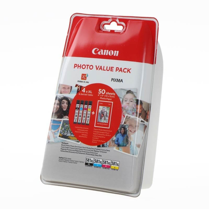Canon Ink 2052C004 CLI-581XL Multipack + Paper in the group COMPUTERS & PERIPHERALS / Printers & Accessories / Ink & Toner / Ink cartridges / Canon at TP E-commerce Nordic AB (C16001)