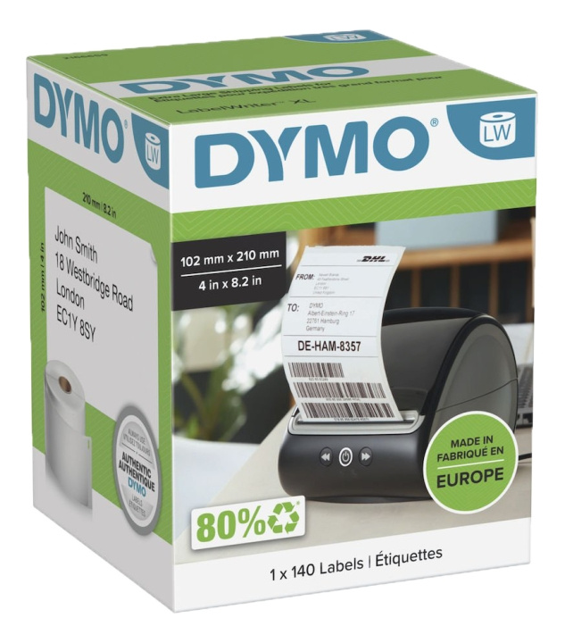 Dymo® LabelWriter 102x210mm, White, 1 Roll x140 Labels in the group COMPUTERS & PERIPHERALS / Printers & Accessories / Printers / Label machines & Accessories / Labels at TP E-commerce Nordic AB (C16190)