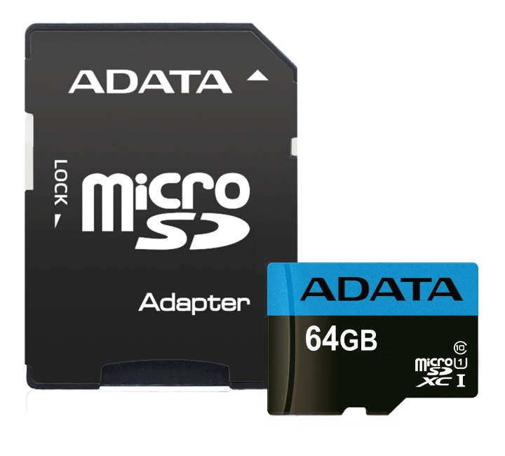 ADATA 64GB MicroSDXC card with SD Adapter, UHS-I, Class 10, A1, blue in the group HOME ELECTRONICS / Storage media / Memory cards / SD/SDHC/SDXC at TP E-commerce Nordic AB (C16236)