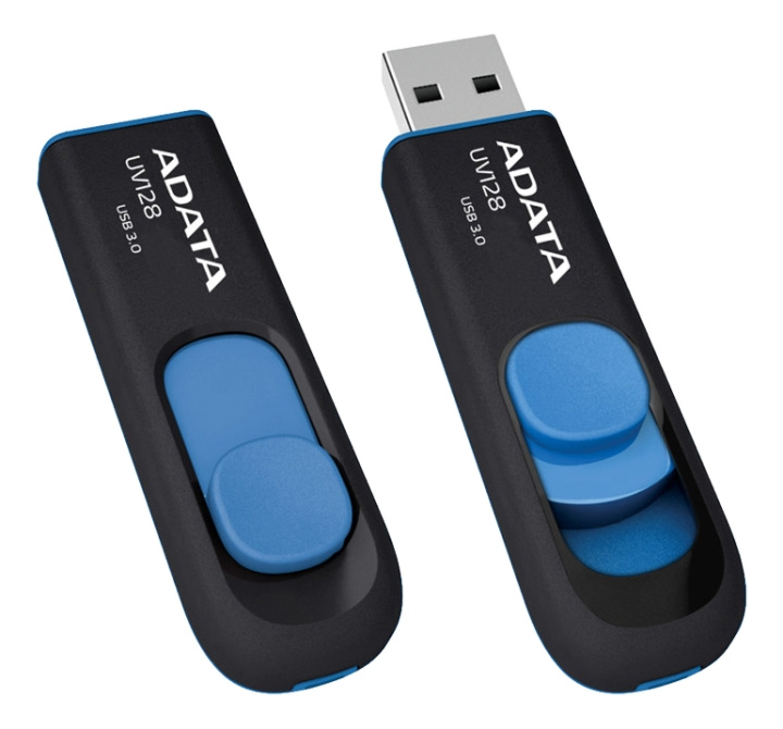 ADATA UV128 USB connector, 32GB, USB 3.0, black/blue in the group HOME ELECTRONICS / Storage media / USB memory / USB 3.0 at TP E-commerce Nordic AB (C16262)