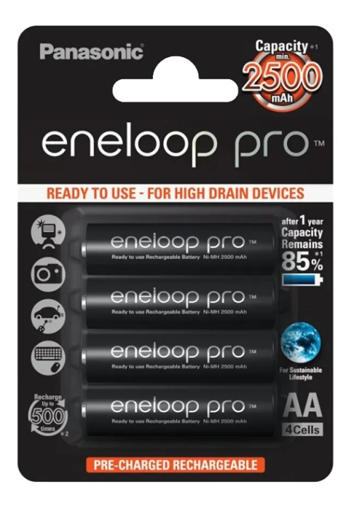 Eneloop Pro Battery 4xAA 2450mAh BK-3HCDE/4BE in the group HOME ELECTRONICS / Batteries & Chargers / Rechargable batteries / AA at TP E-commerce Nordic AB (C16319)
