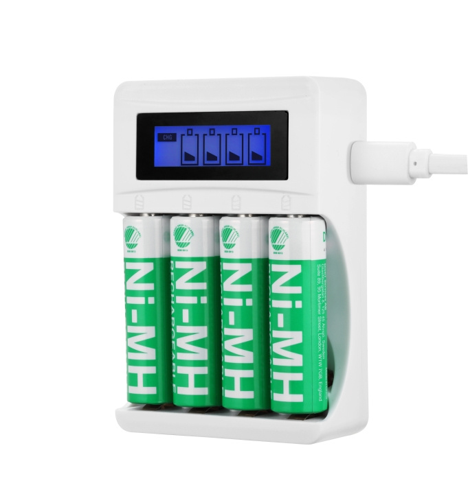 DELTACO Ultimate Ni-Mh USB charger with 4 x AA batteries in the group HOME ELECTRONICS / Batteries & Chargers / Battery charger at TP E-commerce Nordic AB (C16327)