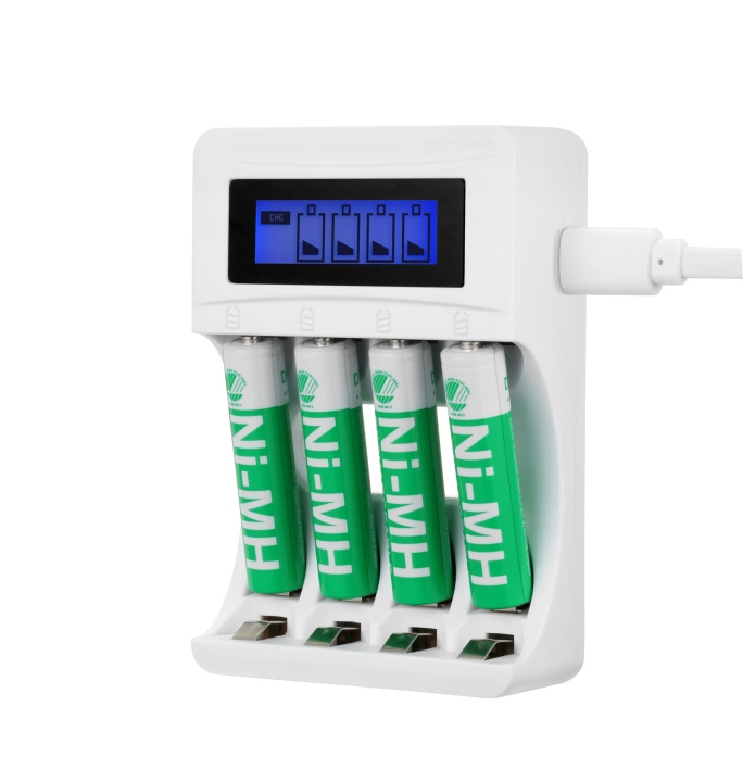 DELTACO Ultimate Ni-Mh USB charger with 4 x AAA batteries in the group HOME ELECTRONICS / Batteries & Chargers / Battery charger at TP E-commerce Nordic AB (C16328)