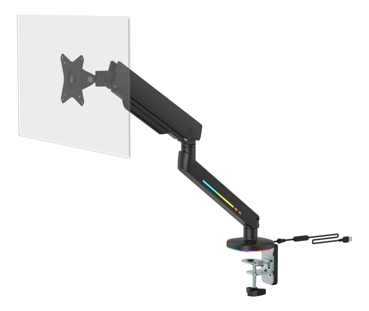 DELTACO GAMING Premium RGB Single monitor arm, remote controller,black in the group COMPUTERS & PERIPHERALS / Computer monitor / Monitor arms & mounts at TP E-commerce Nordic AB (C16422)