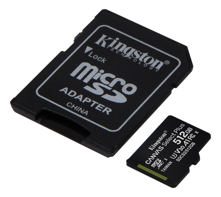 Kingston 512GB micSDXC Canvas Select Plus 100R A1 C10 Card + ADP in the group HOME ELECTRONICS / Storage media / Memory cards / MicroSD/HC/XC at TP E-commerce Nordic AB (C16605)