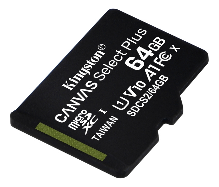 Kingston 64GB micSDXC Canvas Select Plus 100R A1 C10 1-pack w/o ADP in the group HOME ELECTRONICS / Storage media / Memory cards / MicroSD/HC/XC at TP E-commerce Nordic AB (C16606)