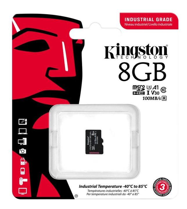 Kingston 8GB microSDHC Industrial C10 A1 pSLC Card w/o Adapter in the group HOME ELECTRONICS / Storage media / Memory cards / SD/SDHC/SDXC at TP E-commerce Nordic AB (C16842)
