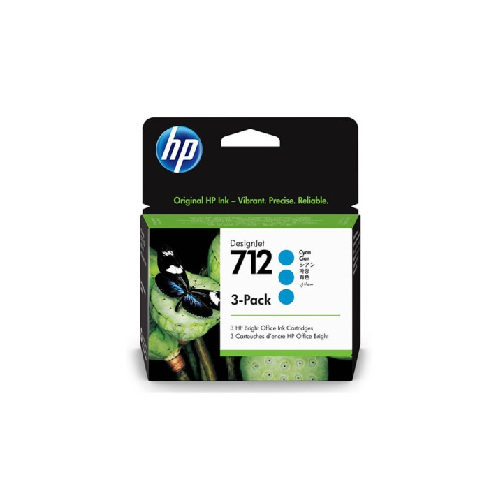 HP Ink 3ED77A 712 Cyan 3-pack in the group COMPUTERS & PERIPHERALS / Printers & Accessories / Ink & Toner / Ink cartridges / HP at TP E-commerce Nordic AB (C17343)