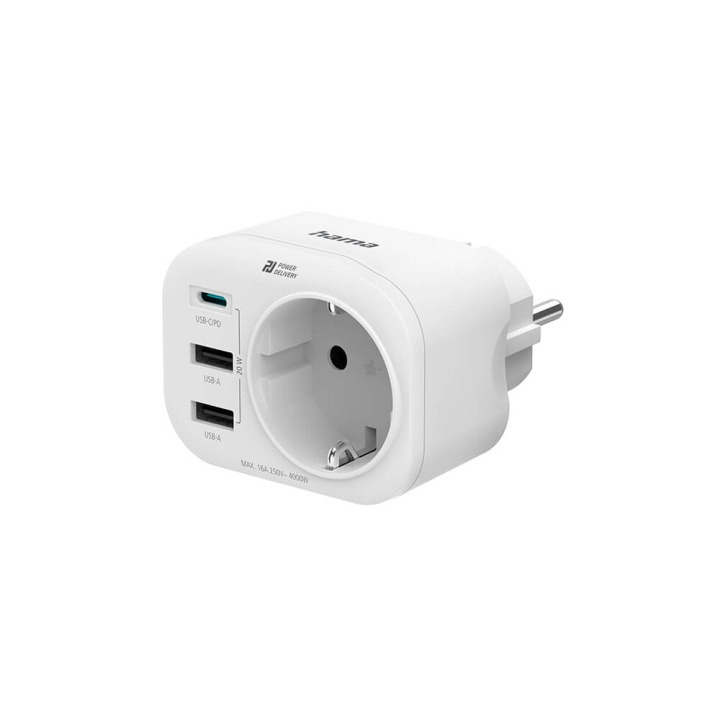 Hama 220V Socket USB-C/A 20W PD White in the group HOME, HOUSEHOLD & GARDEN / Electricity & Lighting / Power strips at TP E-commerce Nordic AB (C17471)
