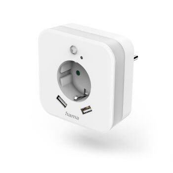 Hama 220V Socket Adapter 2XUSB-A Night Light White in the group HOME ELECTRONICS / Lighting / Night lights at TP E-commerce Nordic AB (C17472)
