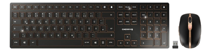 CHERRY DW 9000 SLIM, trådlöst tangentbord & mus, uppladningsbart Retai in the group COMPUTERS & PERIPHERALS / Mice & Keyboards / Keyboards / Combo packs at TP E-commerce Nordic AB (C17593)