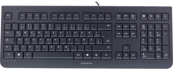 CHERRY KC1000, Nordisk layout, USB, 1,8m kabel, svart Retail in the group COMPUTERS & PERIPHERALS / Mice & Keyboards / Keyboards / Corded at TP E-commerce Nordic AB (C17594)