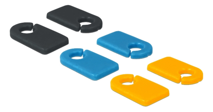 DE-LOCK Cable marker clips, 6-pack, black/blue/orange, 3,5mm cables, m in the group HOME ELECTRONICS / Cables & Adapters / Kable management at TP E-commerce Nordic AB (C17626)