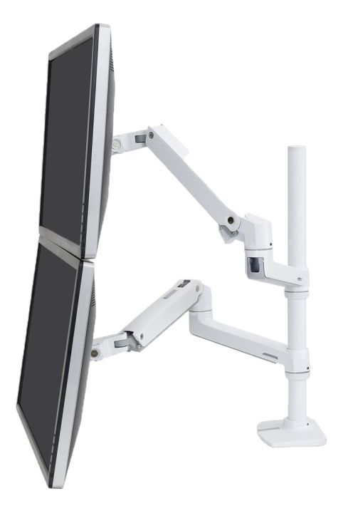 Ergotron LX Dual Stacking Arm, Tall Pole, white/grey in the group COMPUTERS & PERIPHERALS / Computer monitor / Monitor arms & mounts at TP E-commerce Nordic AB (C17640)