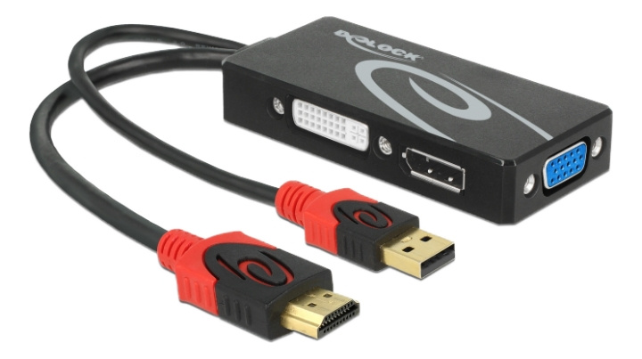 Delock Adapter HDMI male > DVI / VGA / DisplayPort female 4K black in the group COMPUTERS & PERIPHERALS / Computer cables / DisplayPort / Adapters at TP E-commerce Nordic AB (C17654)