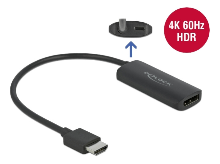 Delock Adapter HDMI-A male to DisplayPort female 4K 60 Hz in the group COMPUTERS & PERIPHERALS / Computer cables / DisplayPort / Adapters at TP E-commerce Nordic AB (C17655)
