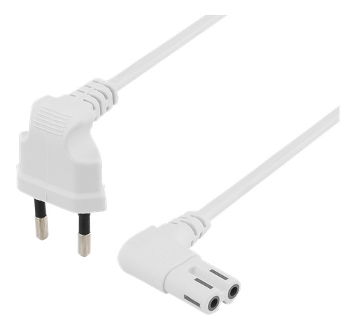 DELTACO outlet cable, 5m, angled CEE 7/16 to angled IEC 60320 C7, white in the group COMPUTERS & PERIPHERALS / Computer cables / Device kable at TP E-commerce Nordic AB (C17719)