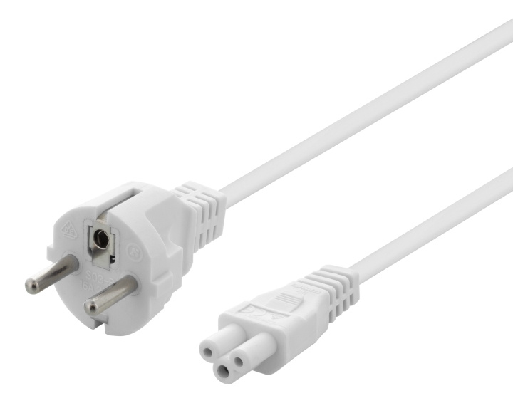 DELTACO apparatkabel, rak CEE 7/7 - rak IEC C5, 0,5m, 3X0.75mm2, vit in the group COMPUTERS & PERIPHERALS / Computer cables / Device kable at TP E-commerce Nordic AB (C17720)
