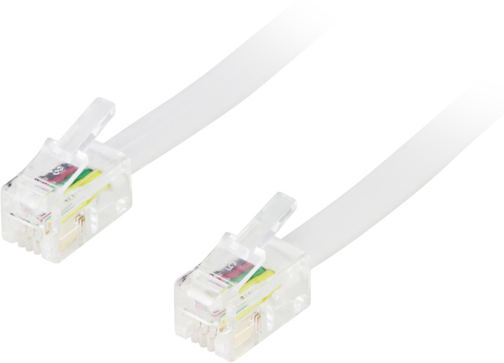 DELTACO modularkablage 4P4C(RJ9/RJ10/RJ22) 1,5m, vit in the group HOME ELECTRONICS / Cables & Adapters / Telephone Cables & Adapters at TP E-commerce Nordic AB (C17735)