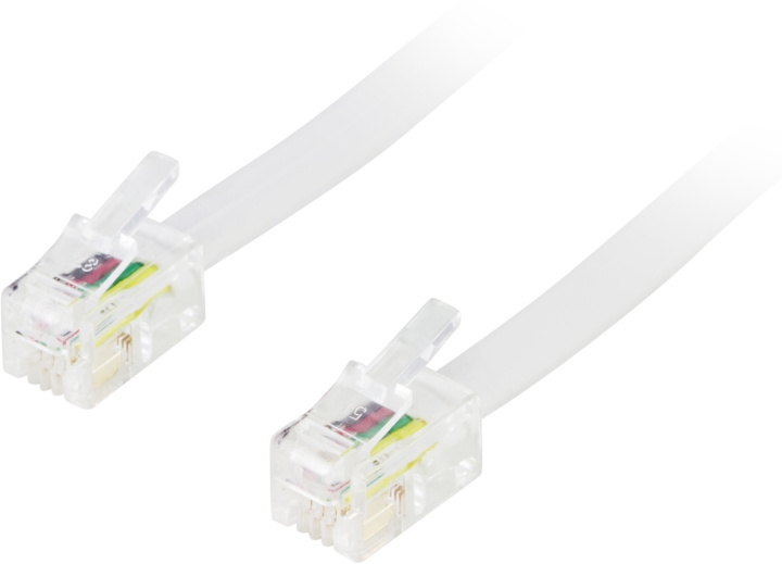 DELTACO modularkablage 4P4C(RJ9/RJ10/RJ22) 3m, vit in the group HOME ELECTRONICS / Cables & Adapters / Telephone Cables & Adapters at TP E-commerce Nordic AB (C17736)