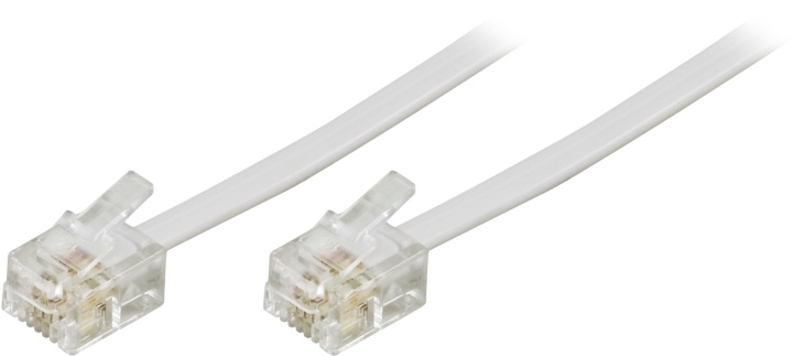 DELTACO modularkabel, 6P4C(RJ11) till 6P4C(RJ11), 2m, vit in the group HOME ELECTRONICS / Cables & Adapters / Telephone Cables & Adapters at TP E-commerce Nordic AB (C17741)