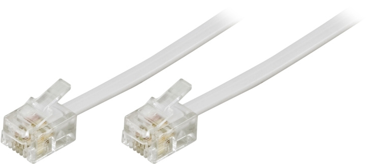 DELTACO modularkabel, 6P4C(RJ11) till 6P4C(RJ11), 5m, vit in the group HOME ELECTRONICS / Cables & Adapters / Telephone Cables & Adapters at TP E-commerce Nordic AB (C17748)