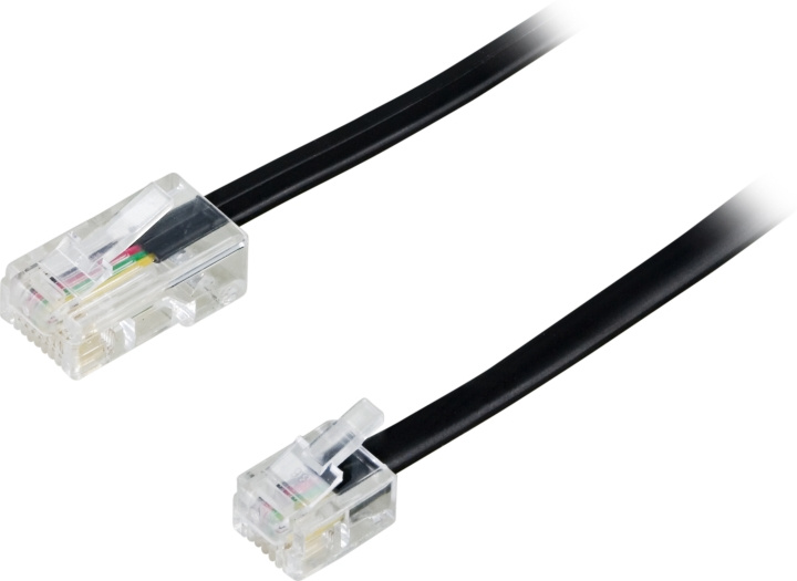 DELTACO modularkabel, 8P4C till 6P4C(RJ11), 1 m, svart in the group HOME ELECTRONICS / Cables & Adapters / Telephone Cables & Adapters at TP E-commerce Nordic AB (C17752)