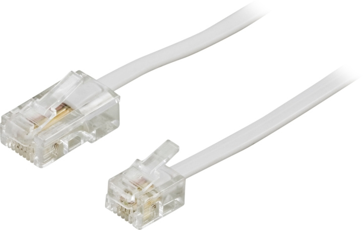 DELTACO modularkabel, 8P4C till 6P4C(RJ11), 3 m, vit in the group HOME ELECTRONICS / Cables & Adapters / Telephone Cables & Adapters at TP E-commerce Nordic AB (C17754)