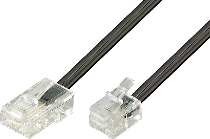 DELTACO modularkabel, 8P4C till 6P4C(RJ11), 3 m, svart in the group HOME ELECTRONICS / Cables & Adapters / Telephone Cables & Adapters at TP E-commerce Nordic AB (C17755)