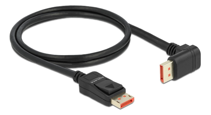 Delock DisplayPort cable male straight to male 90° downwards angled 8K 60Hz 1m, svart in the group COMPUTERS & PERIPHERALS / Computer cables / DisplayPort / Cables at TP E-commerce Nordic AB (C17826)