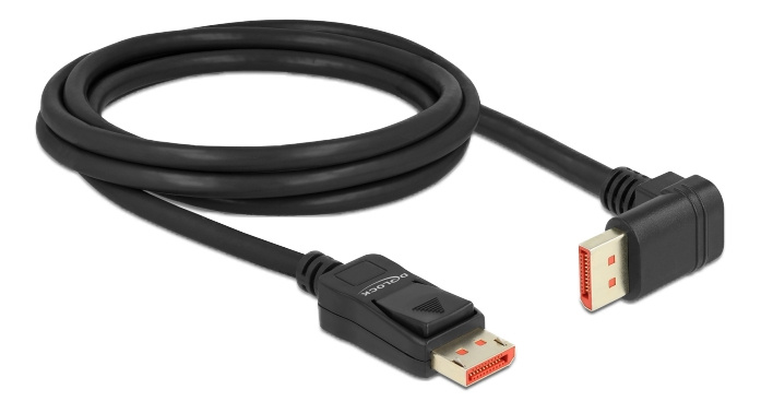 Delock DisplayPort cable male straight to male 90° downwards angled 8K in the group COMPUTERS & PERIPHERALS / Computer cables / DisplayPort / Cables at TP E-commerce Nordic AB (C17827)