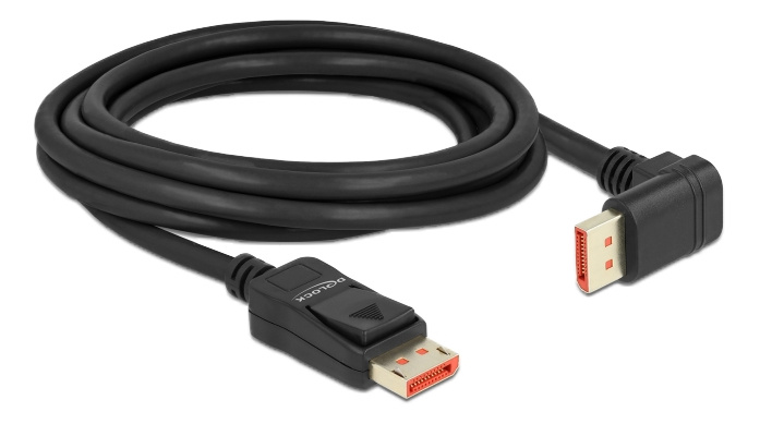 Delock DisplayPort cable male straight to male 90° downwards angled 8K 60Hz 3m, svart in the group COMPUTERS & PERIPHERALS / Computer cables / DisplayPort / Cables at TP E-commerce Nordic AB (C17828)