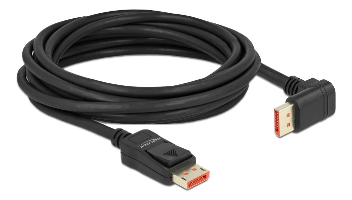 Delock DisplayPort cable male straight to male 90° downwards angled 8K 60Hz 5m, svart in the group COMPUTERS & PERIPHERALS / Computer cables / DisplayPort / Cables at TP E-commerce Nordic AB (C17829)
