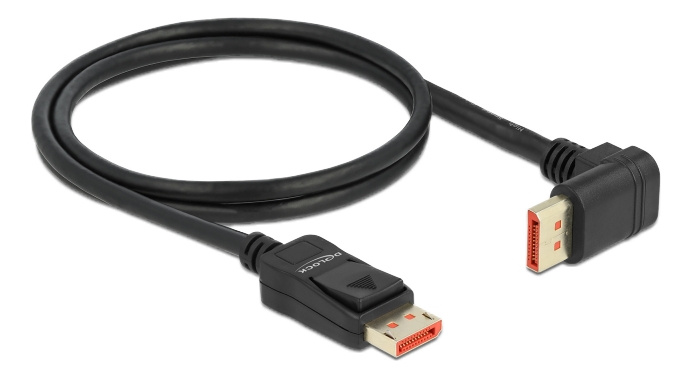 Delock DisplayPort cable male straight to male 90° upwards angled 8K 60Hz 1m in the group COMPUTERS & PERIPHERALS / Computer cables / DisplayPort / Cables at TP E-commerce Nordic AB (C17830)